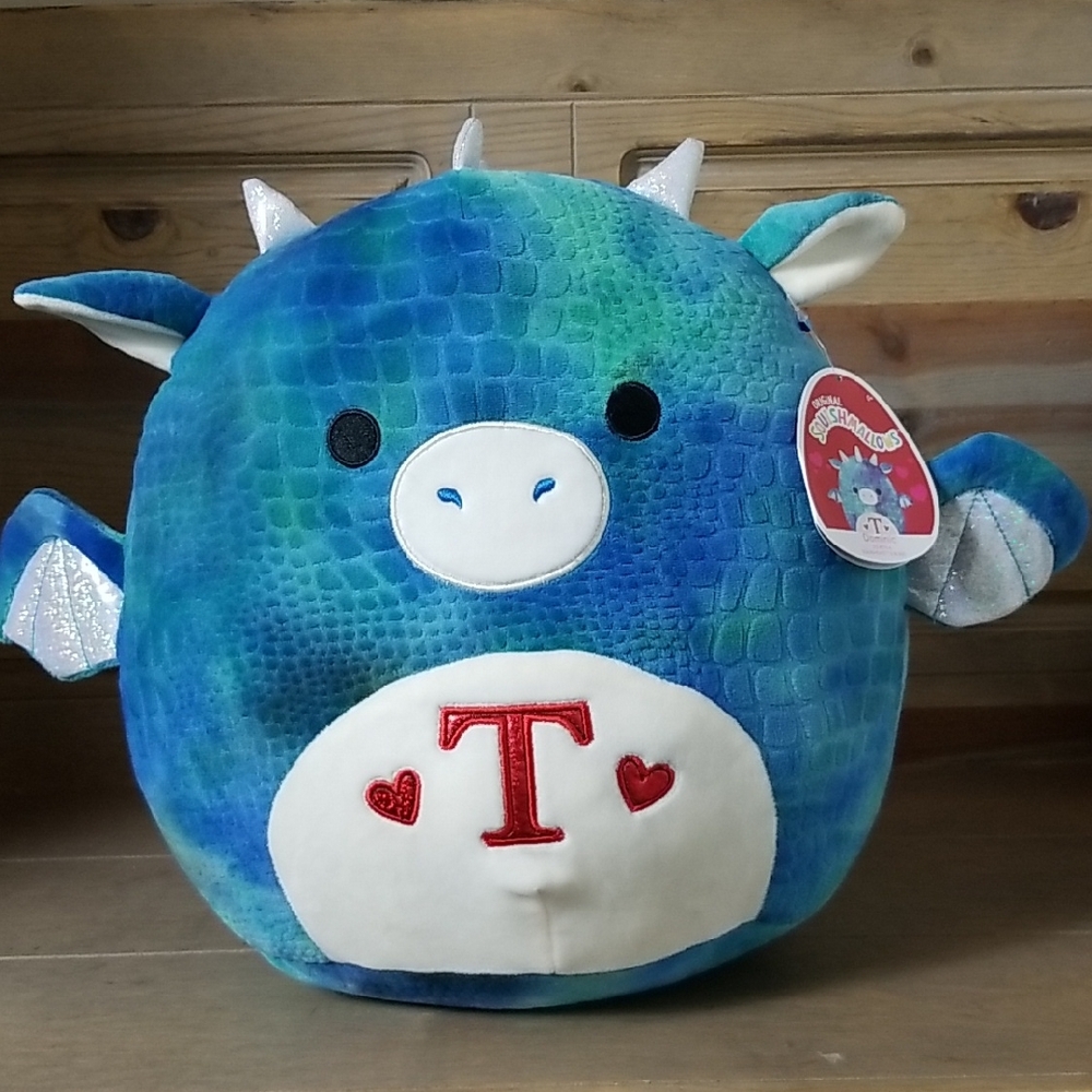 Squishmallow Dominic The Dragon with "T" Monogram